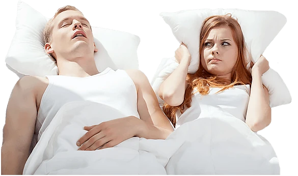 Pareja descansando plácidamente, simbolizando la mejora del sueño con Snoran Plus